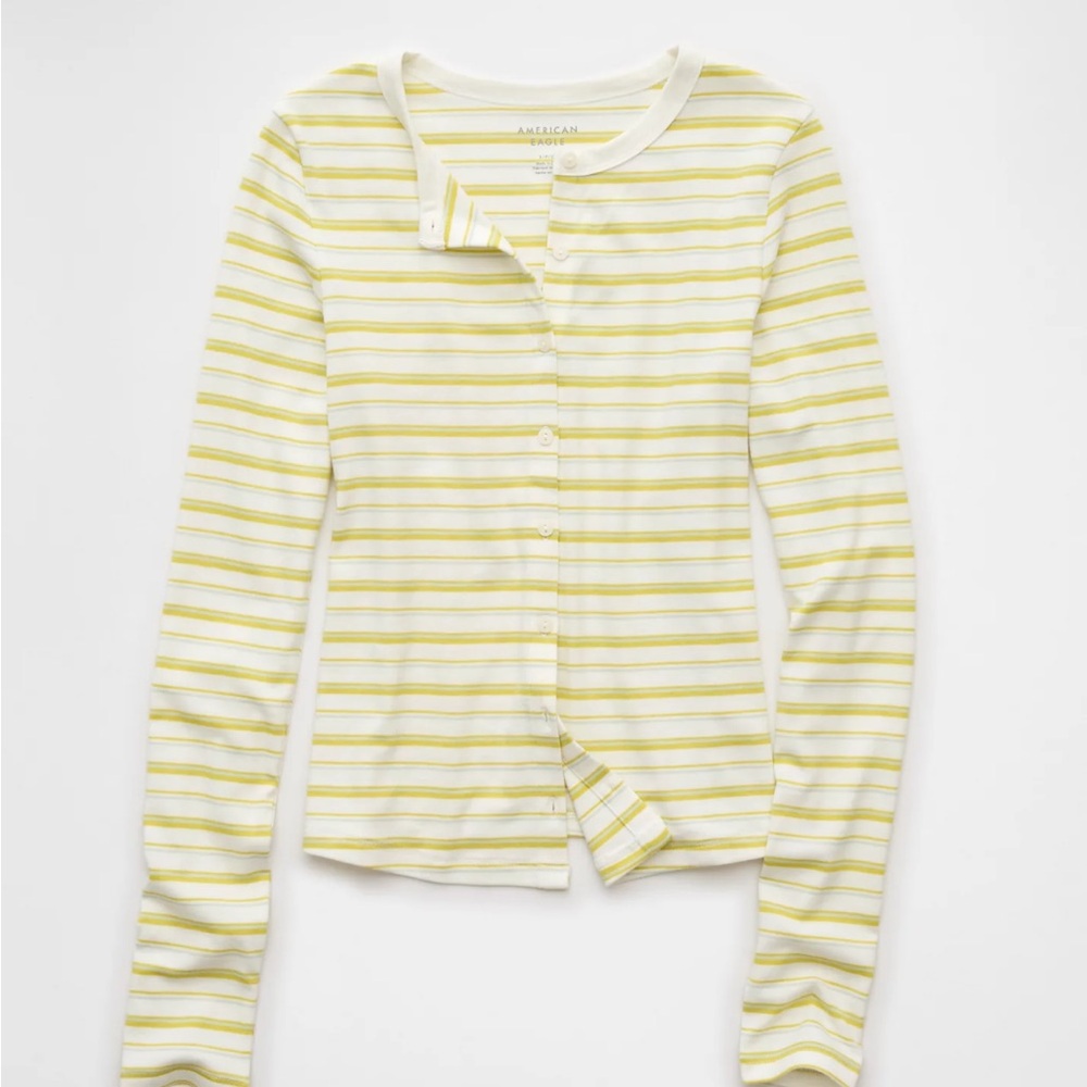 American Eagle Outfitters Yellow and White Striped Top